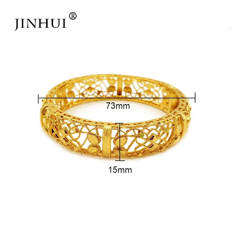 Jin Hui, новая мода, золотой цвет, свадебные браслеты для женщин, невесты, можно открыть браслеты, эфиопские/французские/африканские/дубайские ювелирные изделия, подарки - Окраска металла: Only 1 pcs