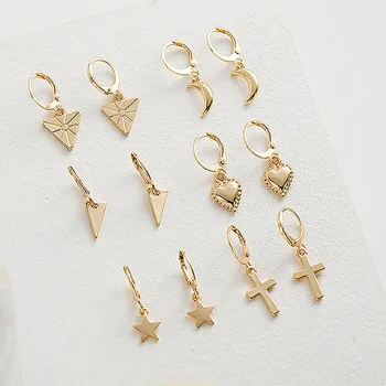 

Luokey 2020 Women Gold Small Hoop Earrings Cross Star Heart New Korean Earrings Fashion Charm Kolczyki Anniversary Jewelry Gifts