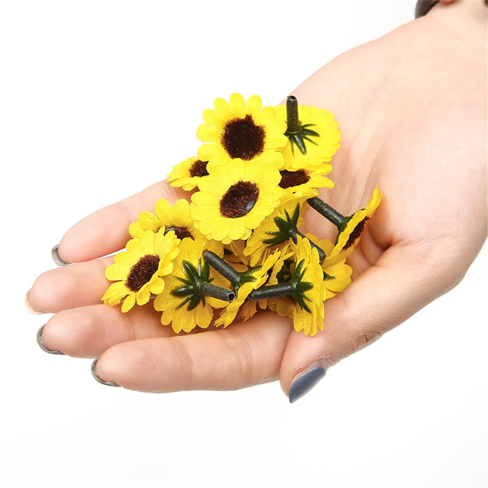 100pcs Artificial Sunflower Head Wedding Home Outdoor Decoration Cheap Simulation Tiny Flowers Flower Pots Decorative Fake Plant | Дом и сад