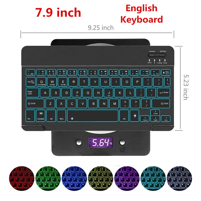 7-inch-eng-backlit Ultra Slim Алюминий Беспроводной Bluetooth Испанский клавиатура для IOS Android Tablet PC Windows для iPad Bluetooth Испанский Teclado - Цвет: 7-inch-eng-backlit