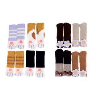 

4pcs /Lot Cartoon Table Foot Socks Chair Leg Covers Floor Protectors Non-Slip Knitting Socks For Furniture Home Decor