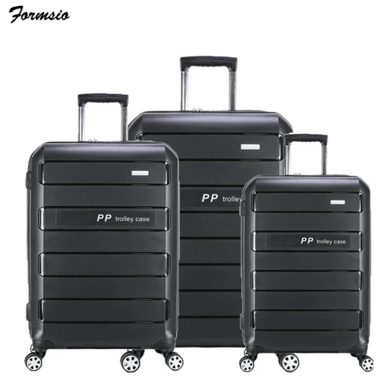 Travel tale 20 дюймов 24 дюйма 28 дюймов PP тележка чемодан набор расширяемый жёсткий мужские шорты для купания комплект сумки на колёсиках Комплект 3 предмета в комплекте - Цвет: black