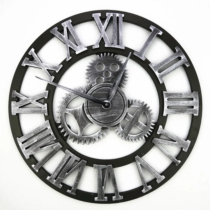 

Large Wall Clock Vintage 3D 40CM Gear Industry Wind Decoration Loft Hair Salon Coffee Shop Living Room Reloj Cocina Decor SC257