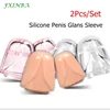 FXINBA 2Pcs/Set Reusable Silicone Male Penis Sleeve Glans Condom Penis Sleeve Extender Dick Enlargement Adult Sex Product Toys 1