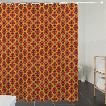 

Shower Curtain Fabric Polyester Fabric,Waterproof, Machine Washable, Burnt Orange,Abstract Flourishing Nature Pattern with
