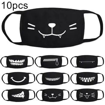 

10Pcs Cute Cartoon Anti Droplet Dust Washable Reusable Cotton Face Mask Cover Windproof dustproof anti-spittle anti-virus