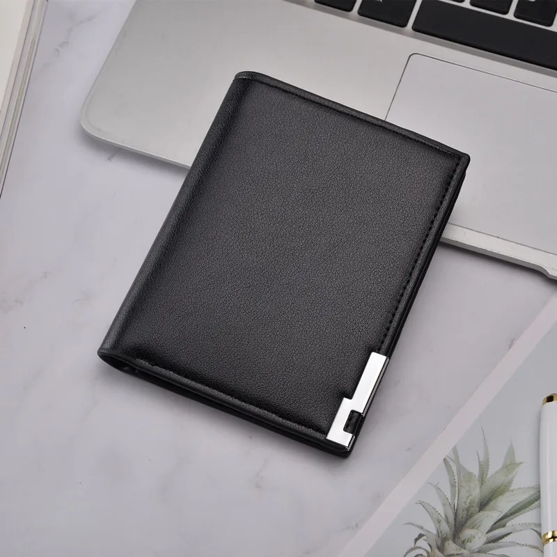  2019 men's wallet pu leather double fold men's wallet casual close-fitting multi-function leather b - 4000042201446