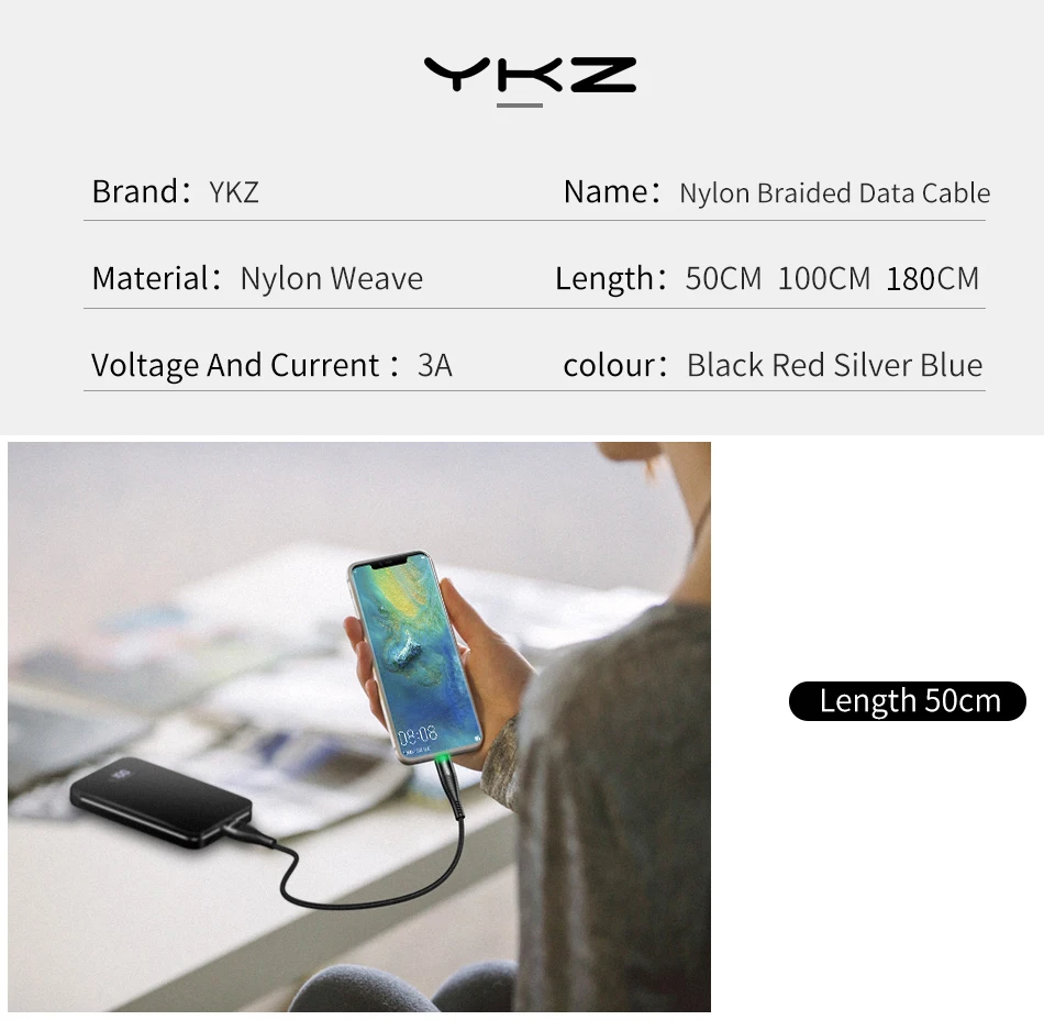 YKZ светодиодный usb type-C кабель 3 А Быстрая зарядка USB C кабель для samsung S10 Xiaomi mi9 HUAWEI USBC type-c кабель для передачи данных USB-C зарядное устройство 1,8 м