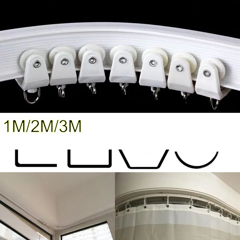 1M 2M 3M Curtain Track Rail Straight Flexible Ceiling top side Mounted wall Windows Balcony Plastic Bendable Home Accessories | Дом и сад