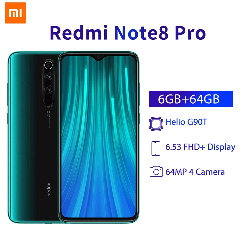 

Global Version Xiaomi Redmi Note 8 Pro 64MP Quad Camera 6GB 64GB Smartphone NFC 4500mAh 18W MTK Helio G90T 6.53" FHD+ Smartphone