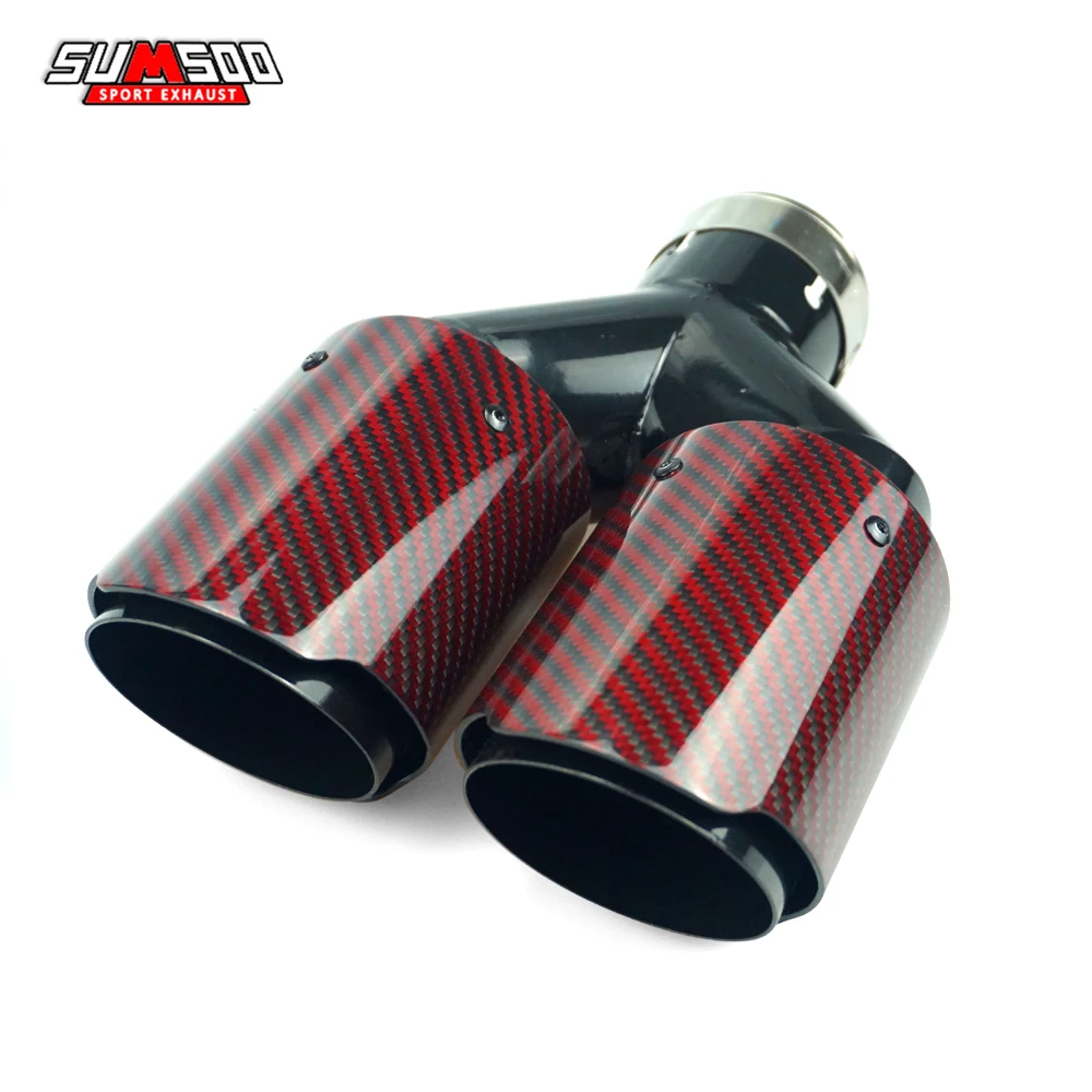 genuine 1 piece the new Red carbon fiber with double outlet tail tips used for autocar muffler exhaust  pipe tips modification