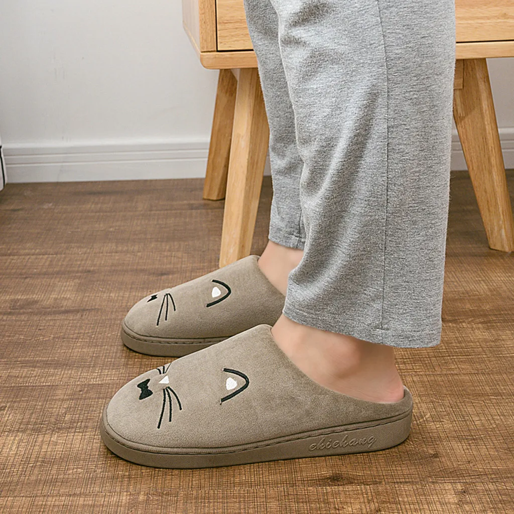 Домашняя обувь Для мужчин домашние тапочки Для женщин Для мужчин s пары теплая верхняя одежда с принтом кота нескользящие носки-тапочки домашние тапочки; домашняя обувь; Chinelo