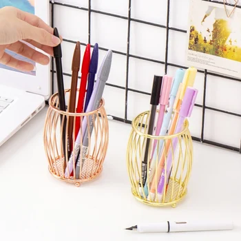 

Makeup Brushes Pen Holder Nordic Ins Rose Gold Makeup Brushes Organizer Student Pen Holder Multifunctional Storage Make Up Tools
