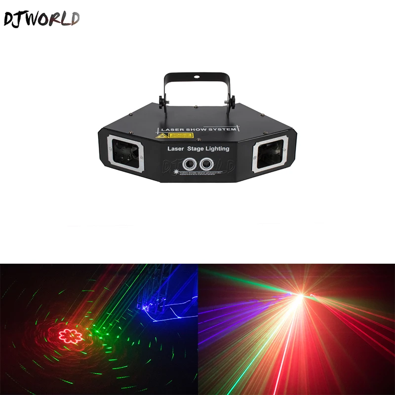 DJworld Four Eyes Red Green Blue Sector Scan Gobo Laser Lighting scan light Stage Effect DMX512 For DJ Disco Party Dance Floor | Лампы и