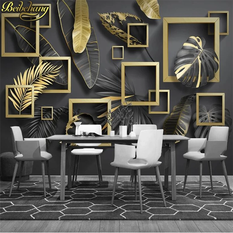 Фотообои на заказ, обои, скандинавские современные минималистичные Золотые листья тропические Геометрические Роскошные фоновые обои