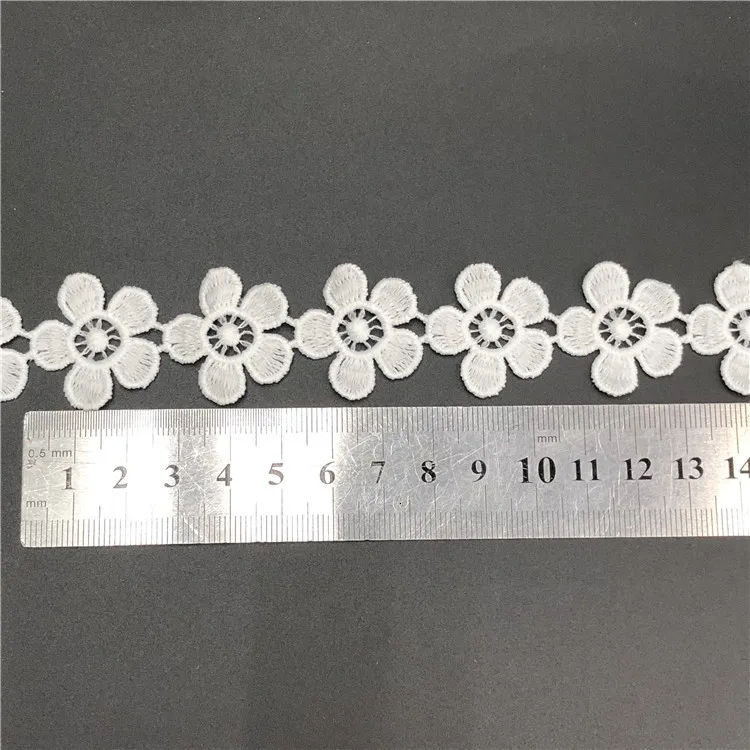 Embroidered White Lace Fabric Trims Water Soluble Flower Ribbon Appliques DIY Sewing Dress Garment Accessories Handmade Material