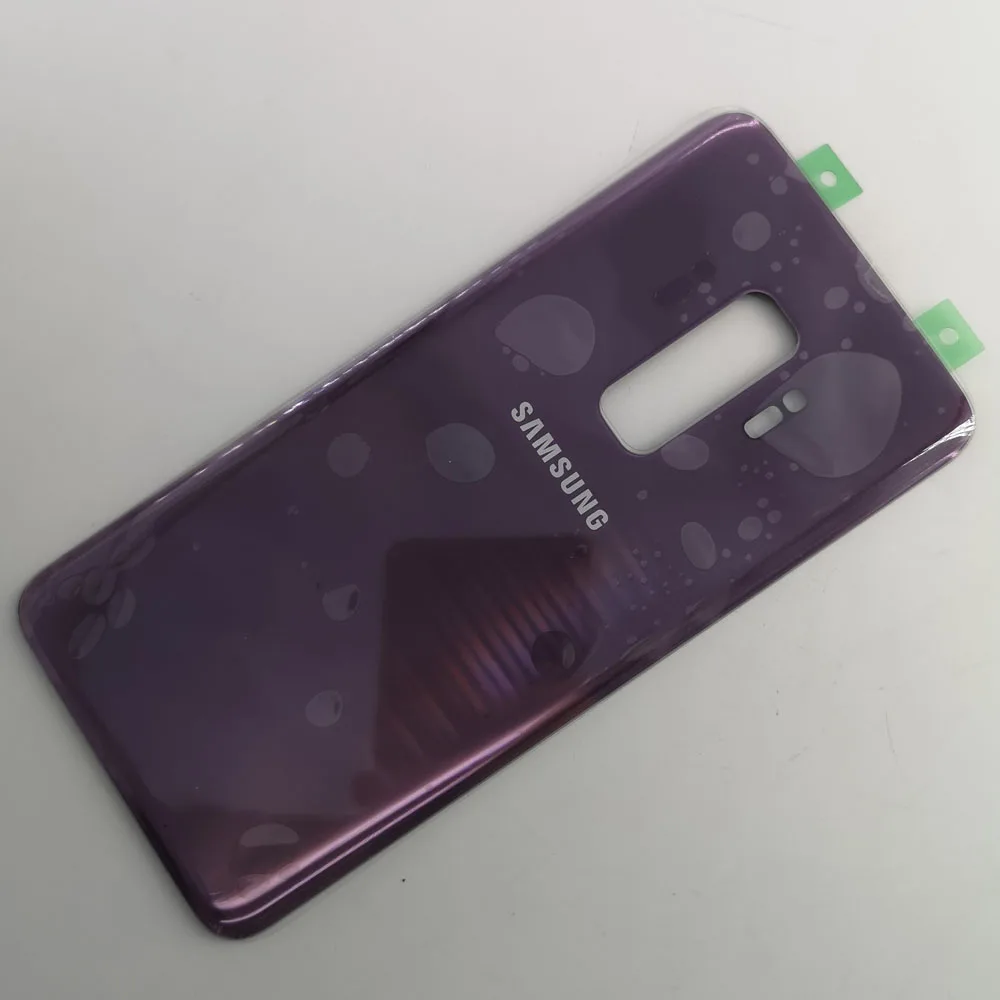 Samsung s9plus задняя крышка батарейного отсека 3D стеклянный корпус крышка для samsung Galaxy S9 Plus G965F S9+ задняя дверь+ клейкая наклейка - Цвет: Фиолетовый