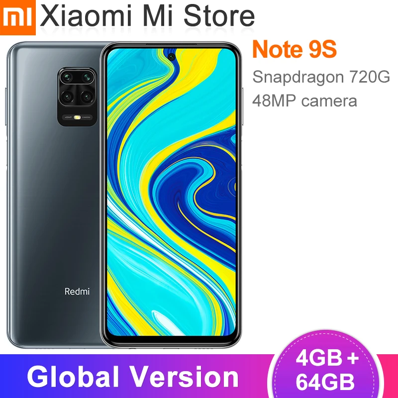 Глобальная версия Xiaomi Redmi Note 9S 4 Гб RAM 64 ГБ ROM Смартфон Snapdragon 720G 5020 мА/ч 48MP + 16MP камера