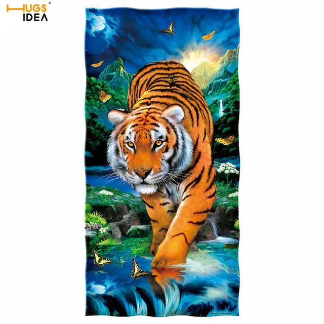 HM968-one piece HUGSIDEA желтое Тигровое полотенце для ванной/унитаза из микрофибры полотенце для рук/лица 3D лунное животное полотенце для душа отель мягкое одеяло коврик - Цвет: HM968-one piece