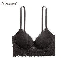Missomo Pure Black Lace Steel Support Sexy Gathered Bra