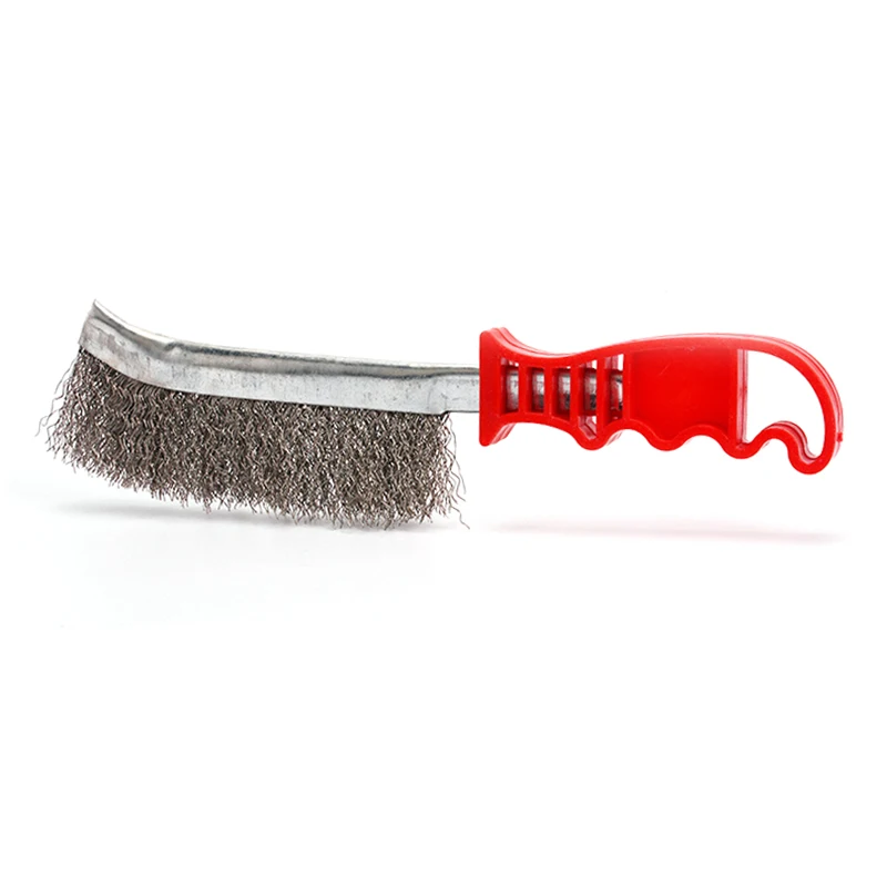 1Pc Wire Brush Stainless Steel Wire Brushe Rust Cleaner Clear Plastic Handle Iron Brush Hand Tools Brush Tools Accessories