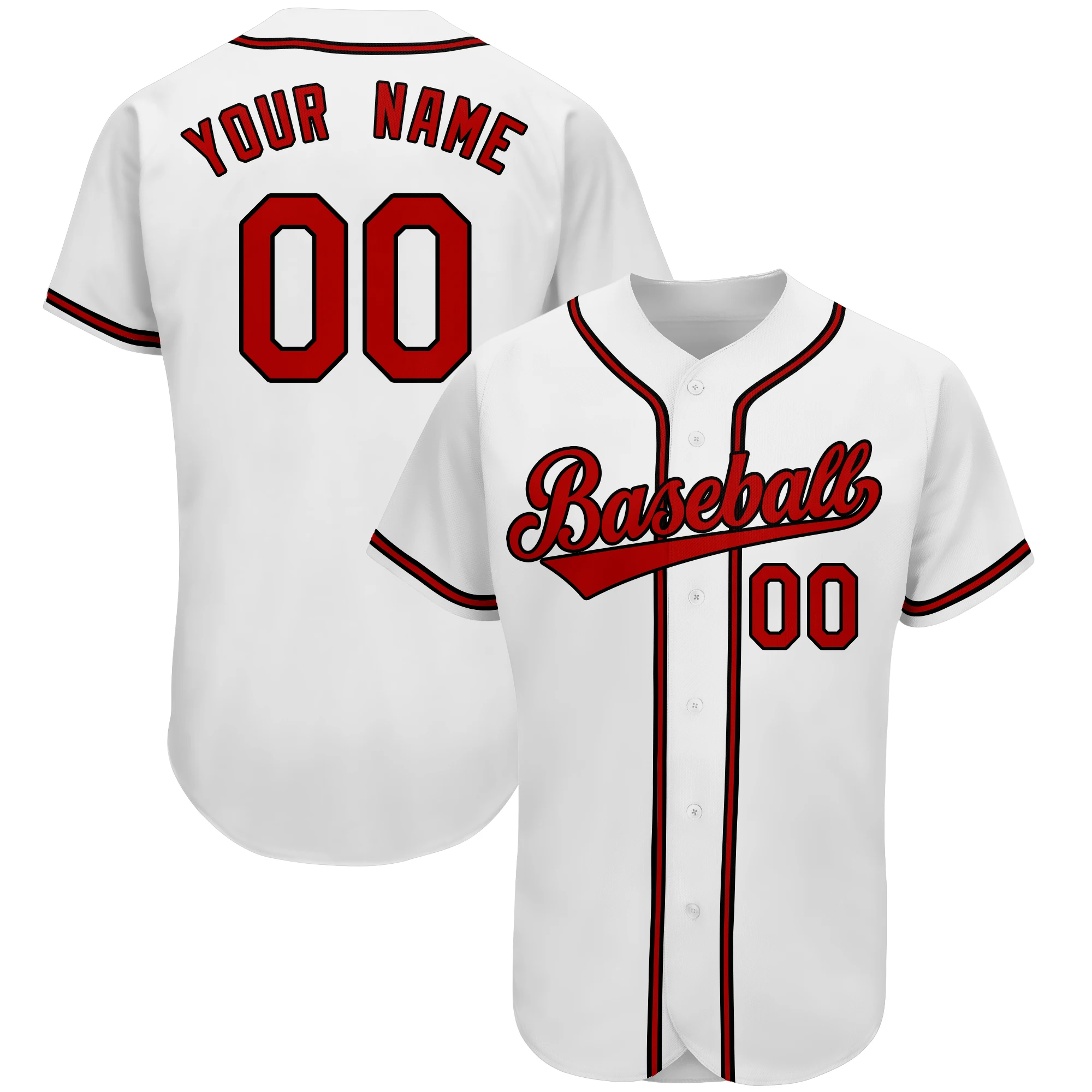 Novelty Button Baseball Jersey Baseball Shirt Embroidered Name Number Training Uniform Adult/Children/Women