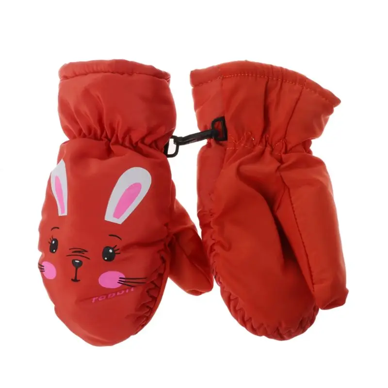 Детские зимние теплые ветрозащитные перчатки для мальчиков и девочек, лыжные перчатки для велоспорта, альпинизма, водонепроницаемые противоскользящие кожаные перчатки - Цвет: Оранжевый