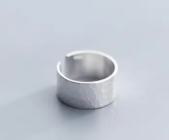 

100% 9mm Authentic REAL.925 Sterling Silver Fine Jewelry honeycomb Band Long Ring Wider GTLJ1470