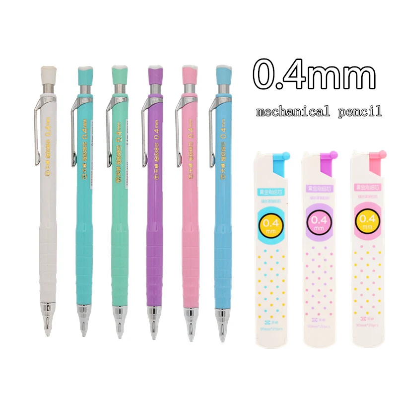 

0.4mm thin line mechanical pencil 3PCS a set 2 Pens and 1 refiils Student drawing engineering design writing tools color random