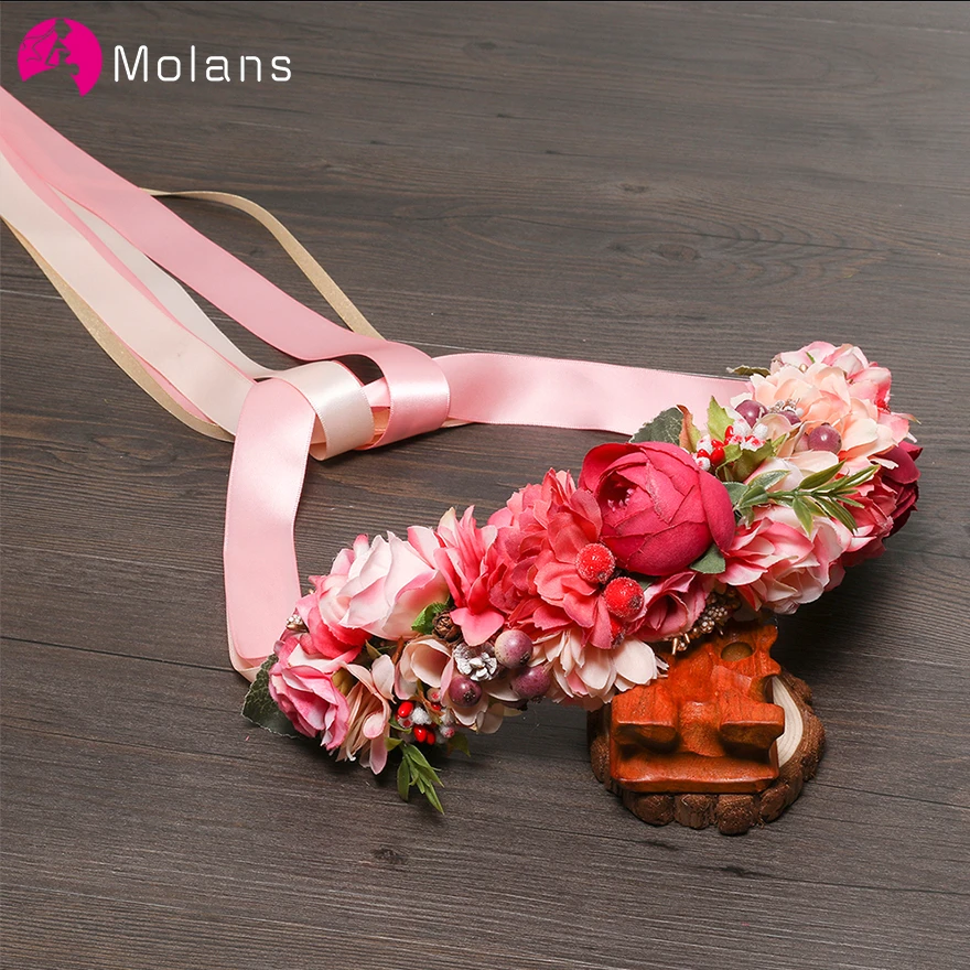 Faja nupcial Floral Bohemia molanesa, cinturones de boda de bayas naturales, banda de cintura de tela elegante, cinturón para vestido de sesión de fotos del bosque|Cinturones de novia| -