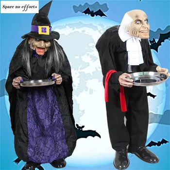 

Festival Funny Props Standing Men/Women Figurine Halloween Decoration Scary Eyes Horror Ghost Decor House Witch Haunted Dolls
