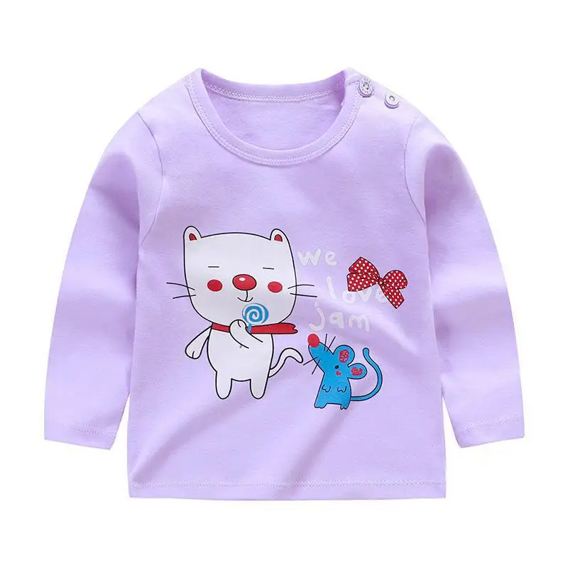 Детская футболка хлопковая одежда с длинными рукавами и рисунком для малышей; осенняя одежда для мальчиков и девочек; нижняя рубашка для малышей - Цвет: p16