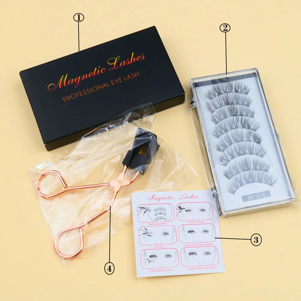 3D Natural Magnetic Eyelashes With 5 Magnetic Lashes Handmade Reusable False Eyelashes Support fake eyelashes 2 Pairs