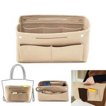 

Fashion Casual Concise Handbag Organizer Bag Felt Multi Pocket Tote Practical Big-capacity Computer Storage Bag