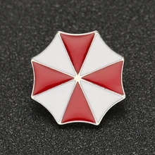 Брошь Biohazard, булавка Alice Umbrella, красная, белая, эмалированная, серебряная, логотип, значок, популярная игра в кино, ювелирные изделия для мужчин...(China)