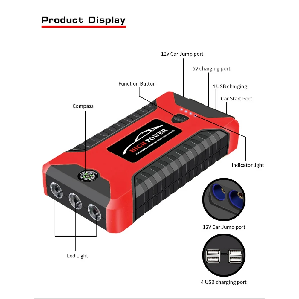 

Multifunction Car Emergency Starter Power Supply Charge Diesel and Steam Dual Start Car Emergency Starter Power for All Models