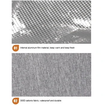 

Leakproof Handle With Shoulder Strap Bento Lunch Bag Aluminum Foil Portable Zipper Outdoor Picnic Insulated Cooler Container