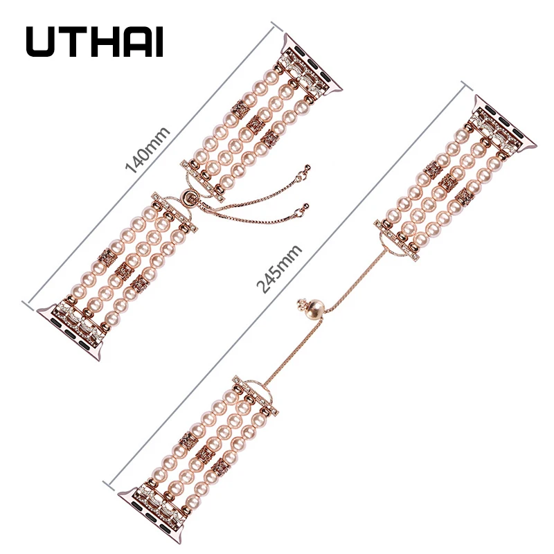 UTHAI P85 ремешок для часов Apple Watch 5/4 44 мм 40 регулируемый Модный Ювелирный Браслет iwatch