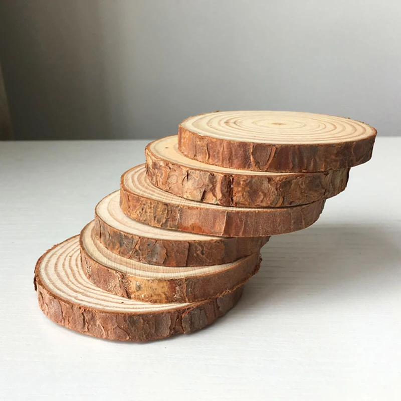 10pcs Craft Unfinished Natural Round Wood Slices Wedding Wooden DIY School Guest Christmas Decor Blanks Dyeing Drawing