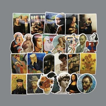 

50Pcs/lot Kawaii Stationery Stickers Famous painting album Decorative Mobile Stickers Scrapbooking DIY Craft Sticker