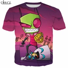 Anime Invader ZIM Printing T Shirts Men Women Cartoon 3D T Shirt Funny Alien Print Short Sleeve Sportswear Casual Pullovers