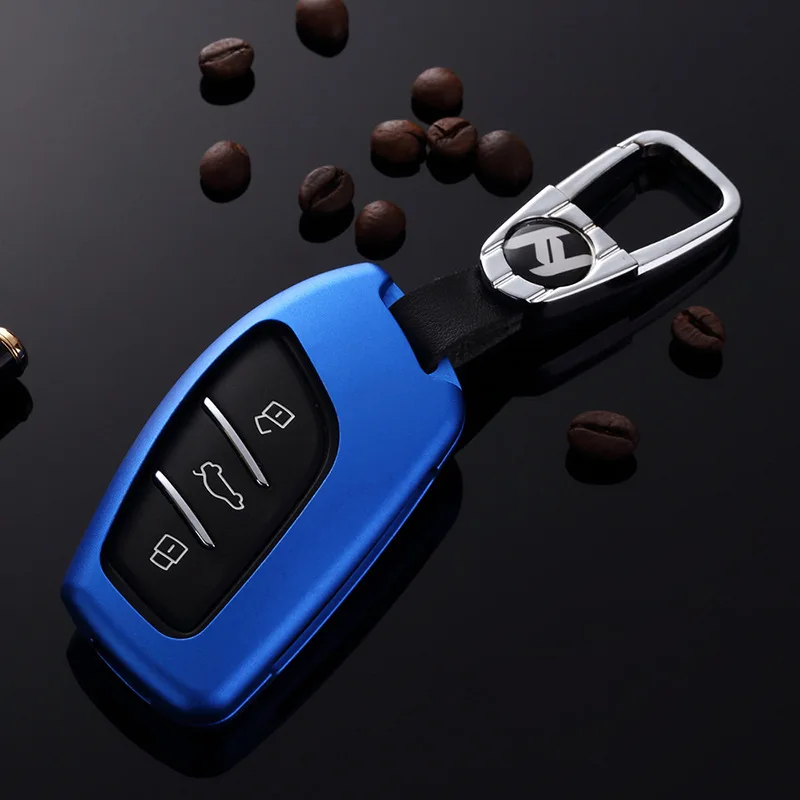 B blue Чехол для ключей от автомобиля из алюминиевого сплава для Roewe I5 RX3 MG Smart Keyless пульт дистанционного управления Fob крышка брелок рамка сумка авто аксессуары - Название цвета: B blue