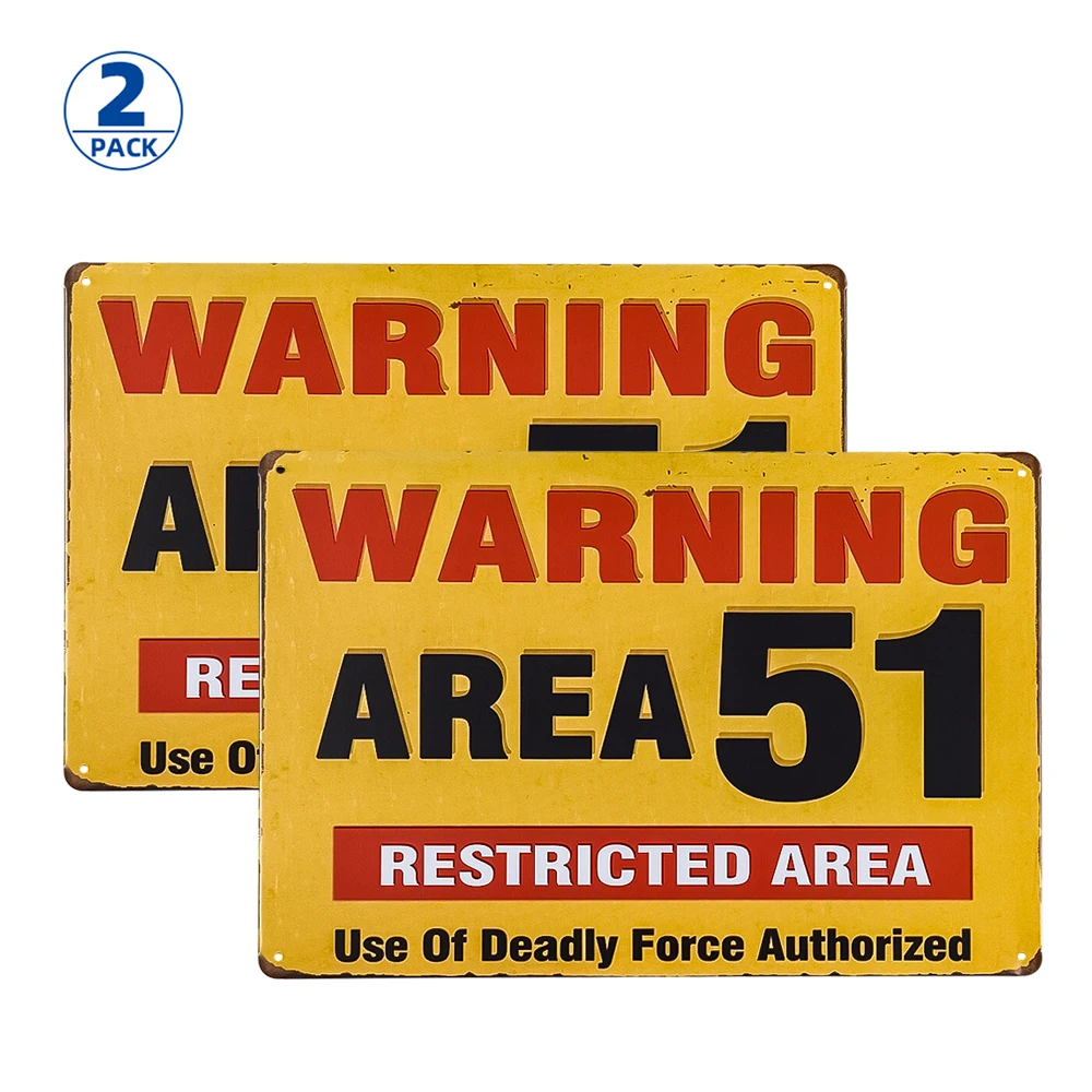 2Pack Garage Metal Sign - Warning Restricted Area 51 Vintage Look | Дом и сад