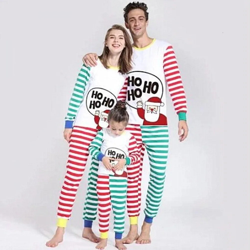 Одинаковая Рождественская одежда для всей семьи; пижамный комплект; Рождественская Одежда для взрослых и детей; цветная полосатая ночная рубашка для вечеринки; пижамный комплект; одежда для сна