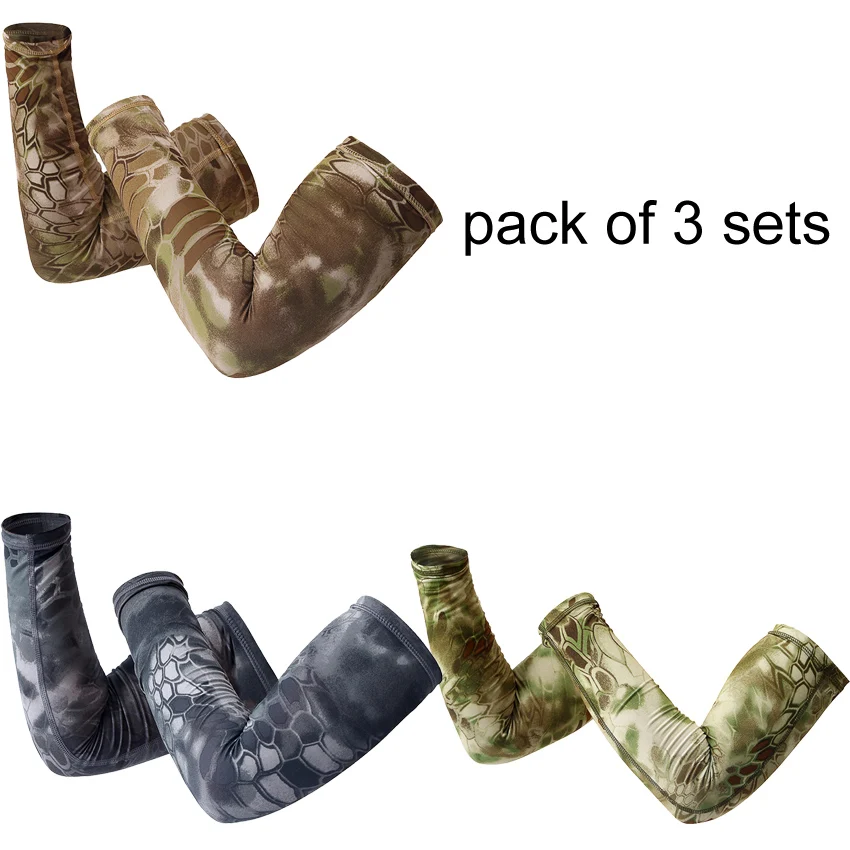 3PCs Python 3D Camouflage Print Arm Sleeves Military Uniform Accessories Sun Screen Protection Tattoo Cycling Elastic Sleeves - Цвет: 3Sets