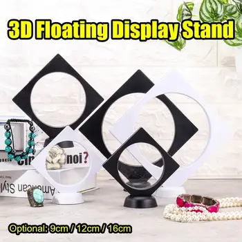

Fashion ABS Cases Displays Square 3D Albums Floating Frame Holder Black White Coin Box Jewelry Display Show Case For Wedding