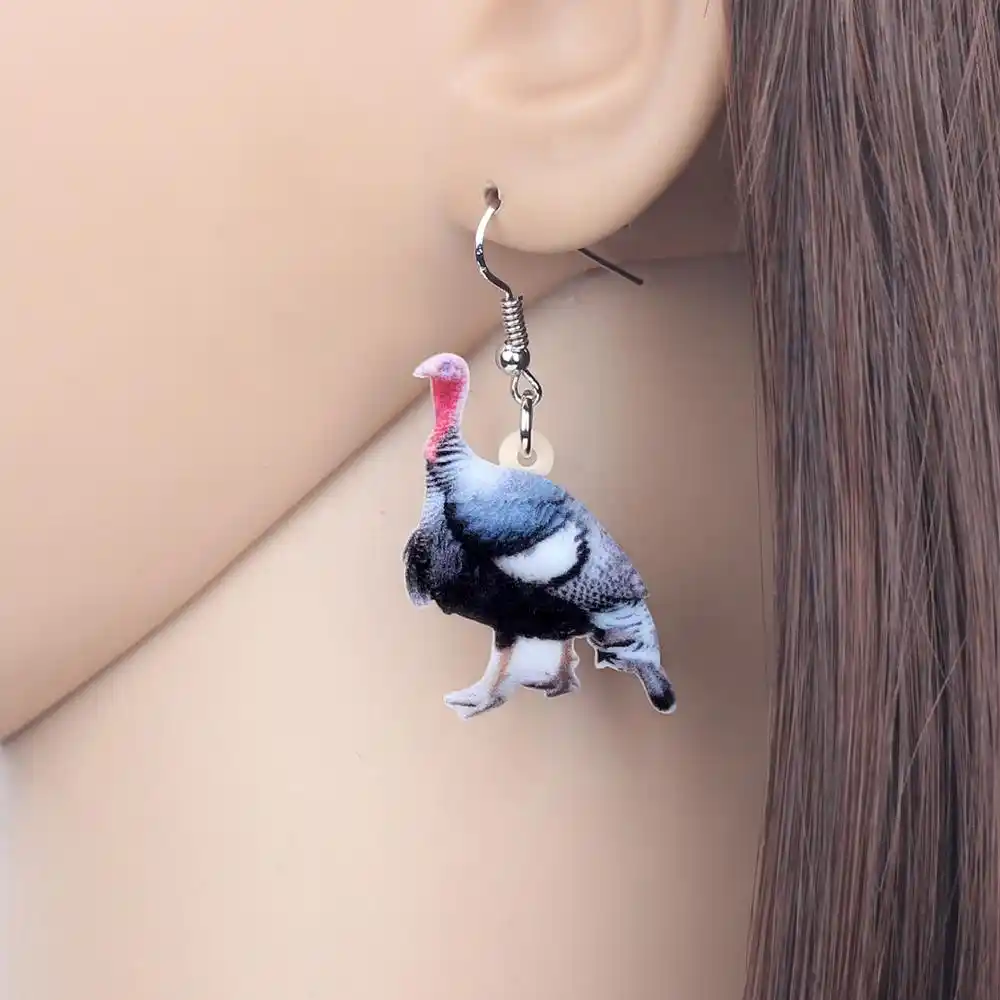 Weveni acrílico ação de graças peru preto frango galo galinha brincos gota balançar decoração jóias para mulher menina adolescente charme presente