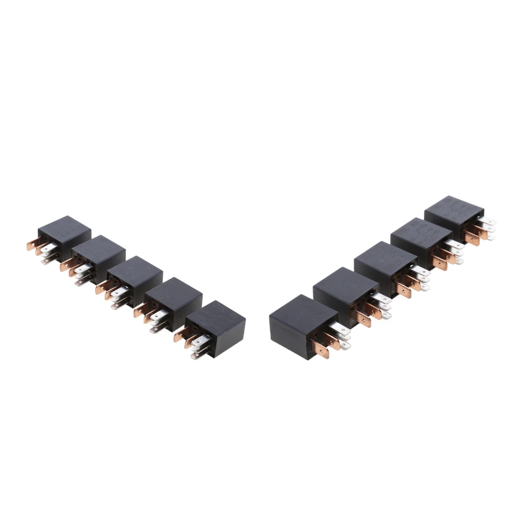 10PCS Car 30A 12V SPST Micro Relay for Electric Fan Fuel Pump Light Horn 5Pin