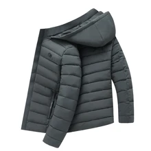 Парка, Новое поступление, зимнее пальто для мужчин, мужская Тонкая куртка, хлопковая теплая утепленная куртка с капюшоном, удобная одежда, мужская однотонная куртка