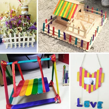 

Color Wooden sicle Stick Ice Cream Bar Large Craft Bar 6 Colors 500 Sticks